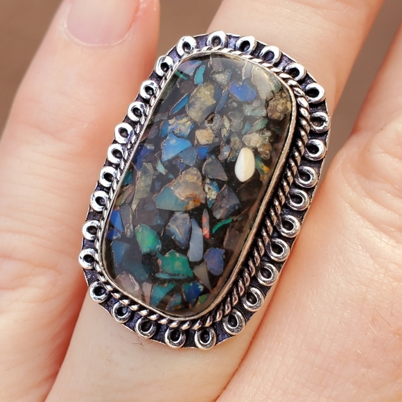 New Copper Ethiopian Opal 925 Silver Ring. - Picture 4 of 16